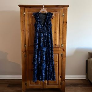 Lulus Molinetto blue/black lace dress small